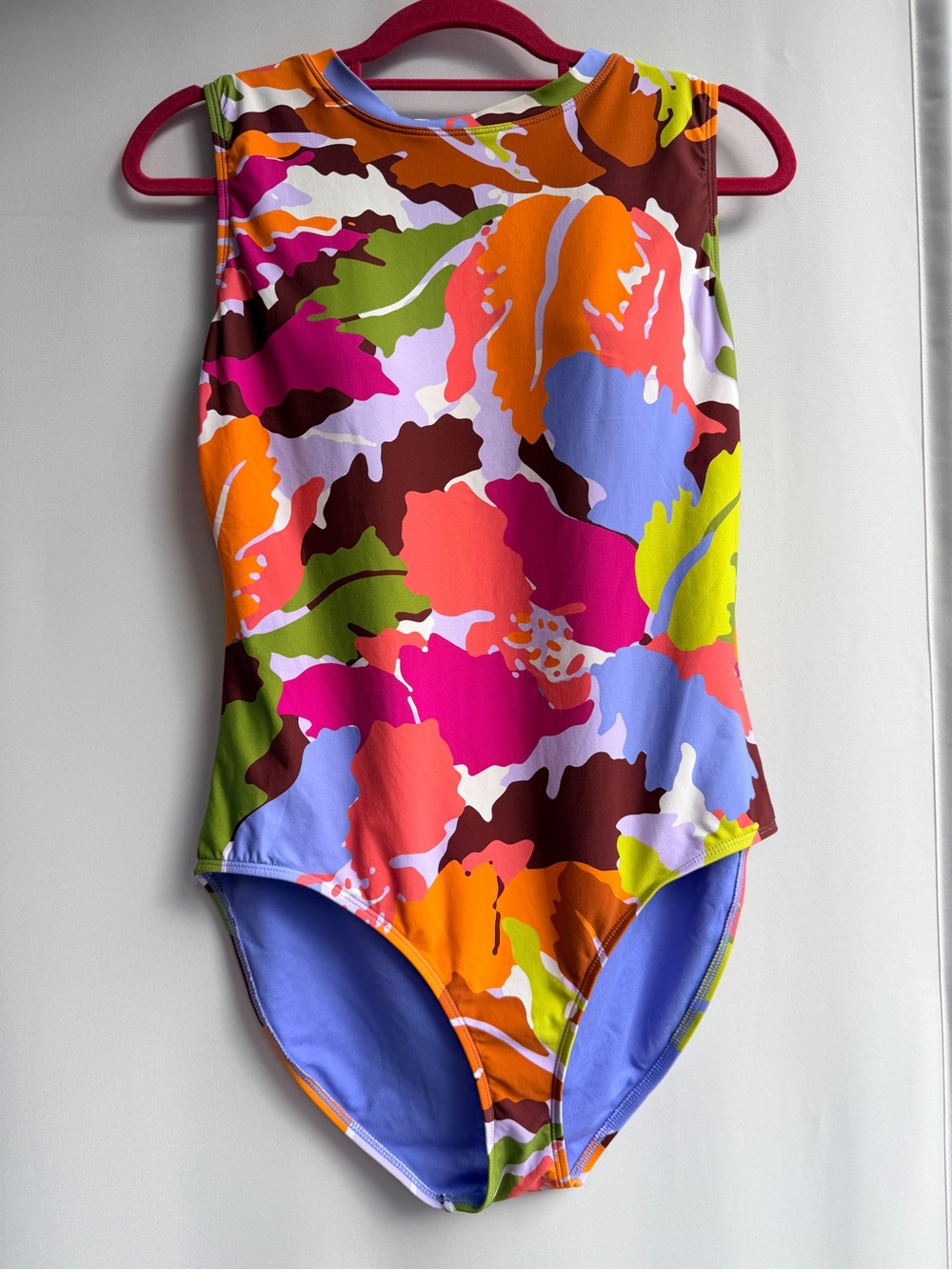 Catalina Swimwear Vibrant Floral High Neck One Piece Swimsuit L Open Back